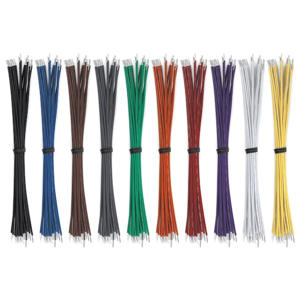 Jumper Wire, 16 AWG, PTFE, Stranded, 6in. Leads - 10 Colors - 200 Pieces Total